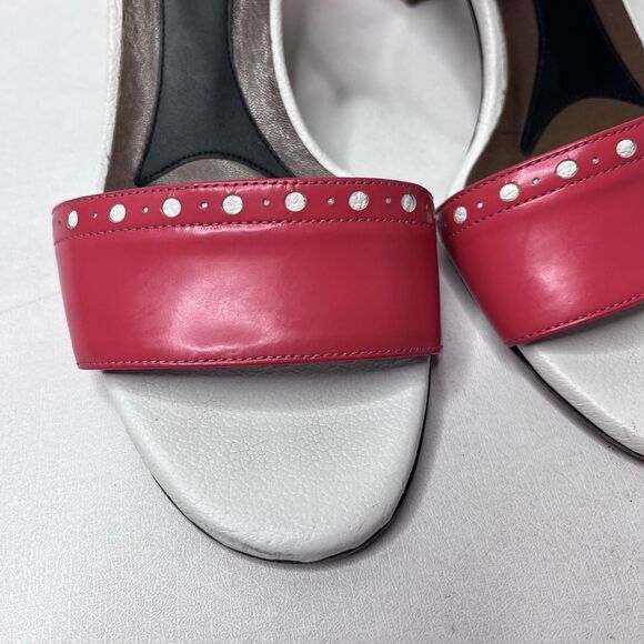 Marni Red White Leather Ankle Strap Open Toe Block Heels Womens Size 36/5.5 - Picture 4 of 11
